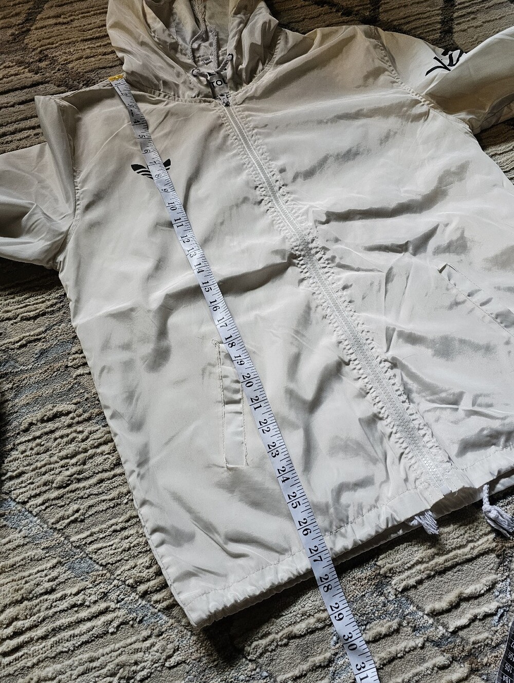 Yeezus Tour White Hooded Windbreaker Jacket with Bold Sleeve Logo - Picture 6 of 9